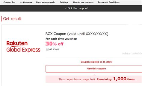 rakuten global express coupon.